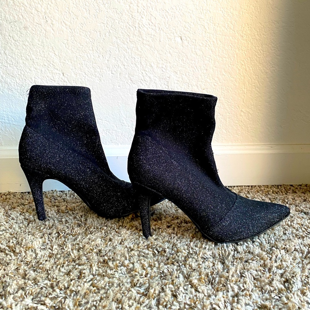 Black Glitter Ankle Booties
